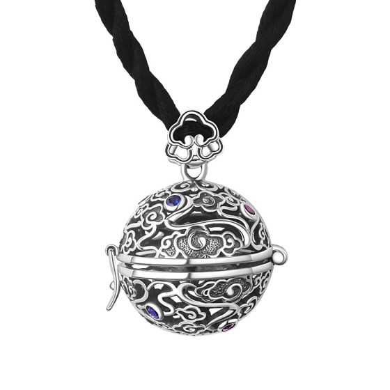 990 Pure Silver Openwork Perfume Ball Pendant
